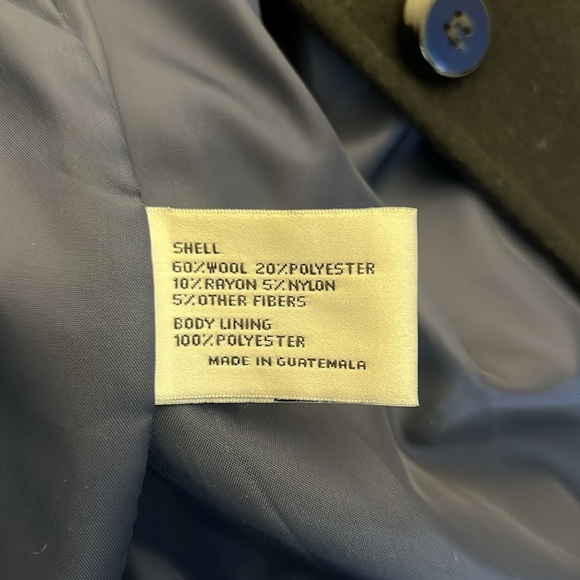 Larry Levine Black Wool Blend Button Down Trench Coat Size 10 - Picture 9 of 9